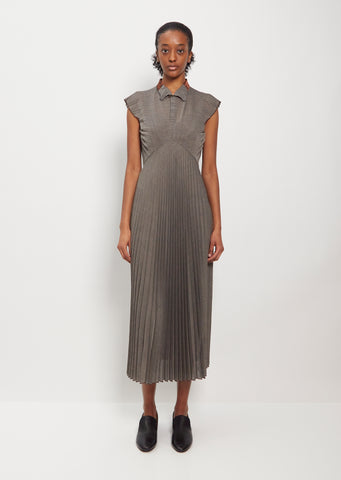 Pleated Sleeveless Dress — Charcoal