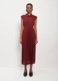 Pleated Sleeveless Dress — Red
