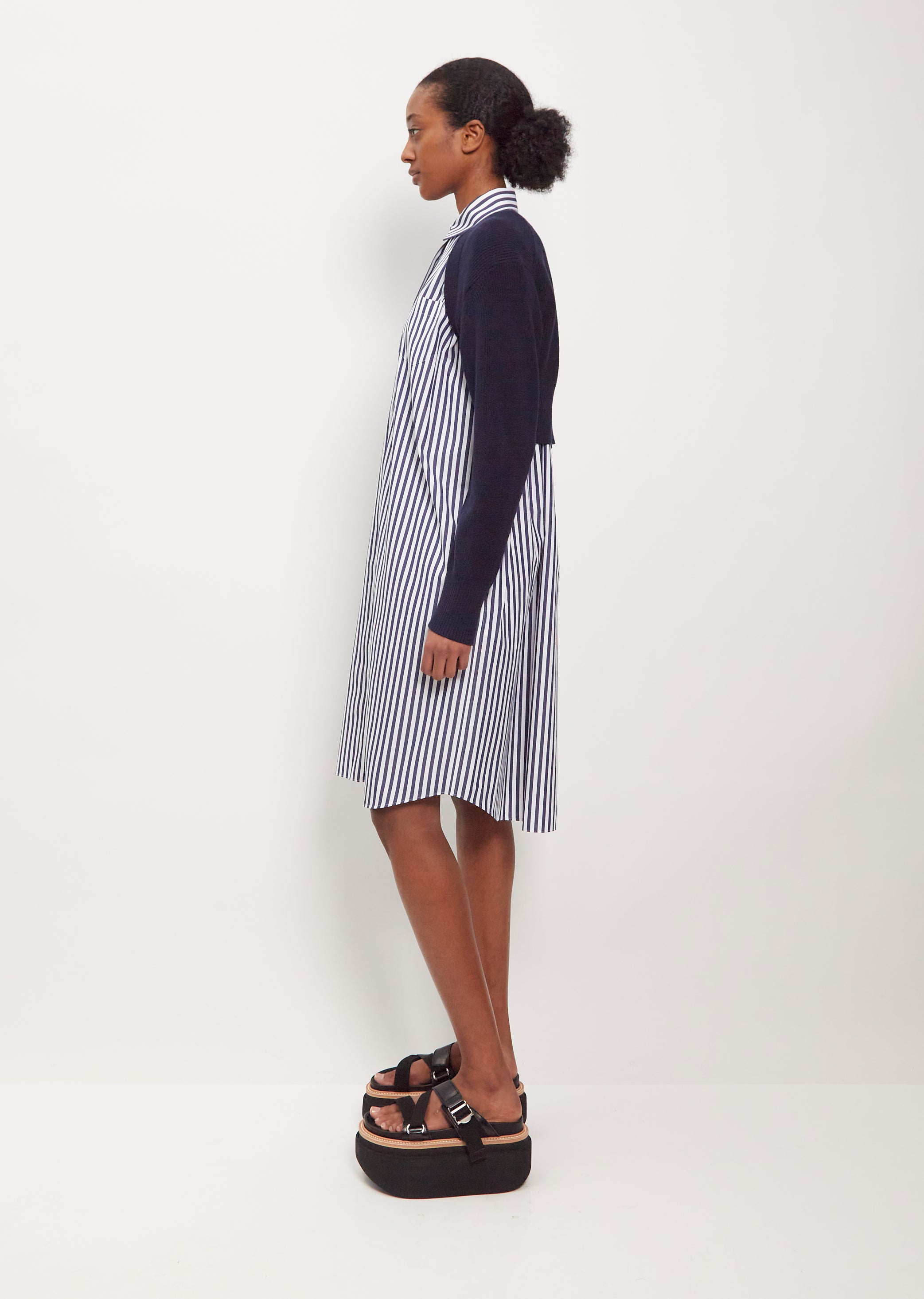sacai cotton poplin dress Sacai Poplin X Cotton Knitted Dress