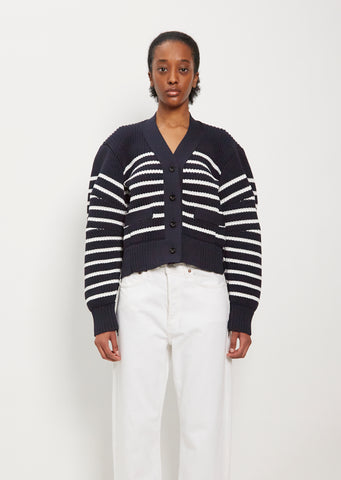 Horizontal Stripe Knit Cardigan – La Garçonne