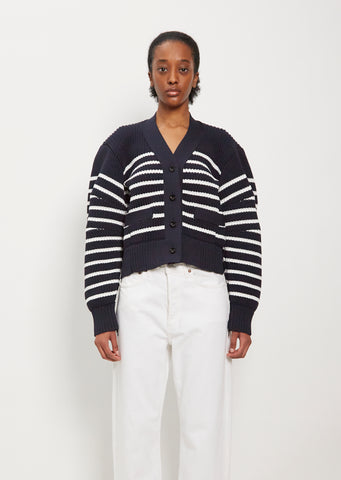 Horizontal Stripe Knit Cardigan