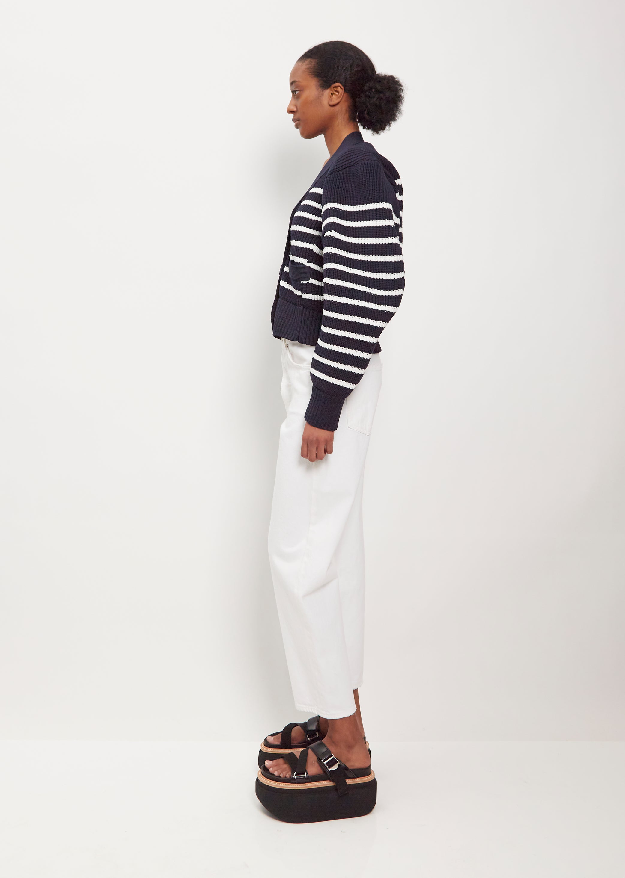 Horizontal Stripe Knit Cardigan – La Garçonne