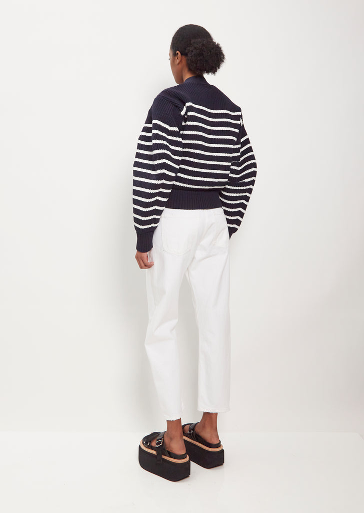 Horizontal Stripe Knit Cardigan