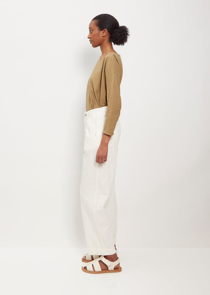 Drop Cotton Linen Blend Pants — Off White