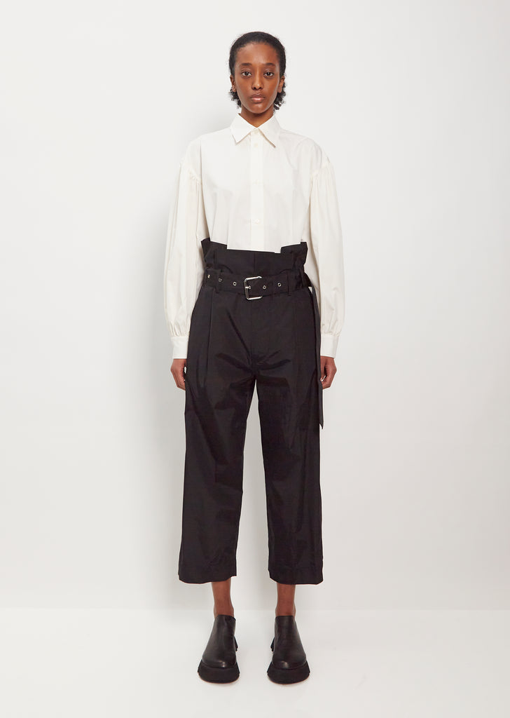 Belted Cotton Blend Trousers