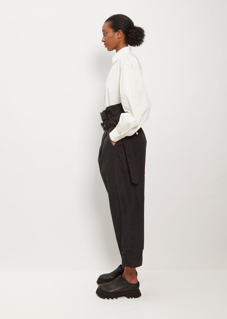 Belted Cotton Blend Trousers