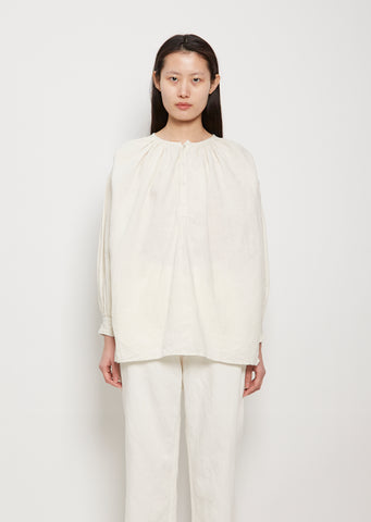 Lithuania Linen Gathered Tunic — White