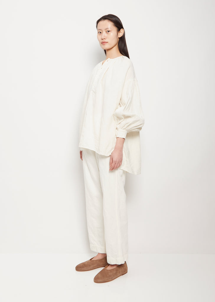 Lithuania Linen Gathered Tunic — White