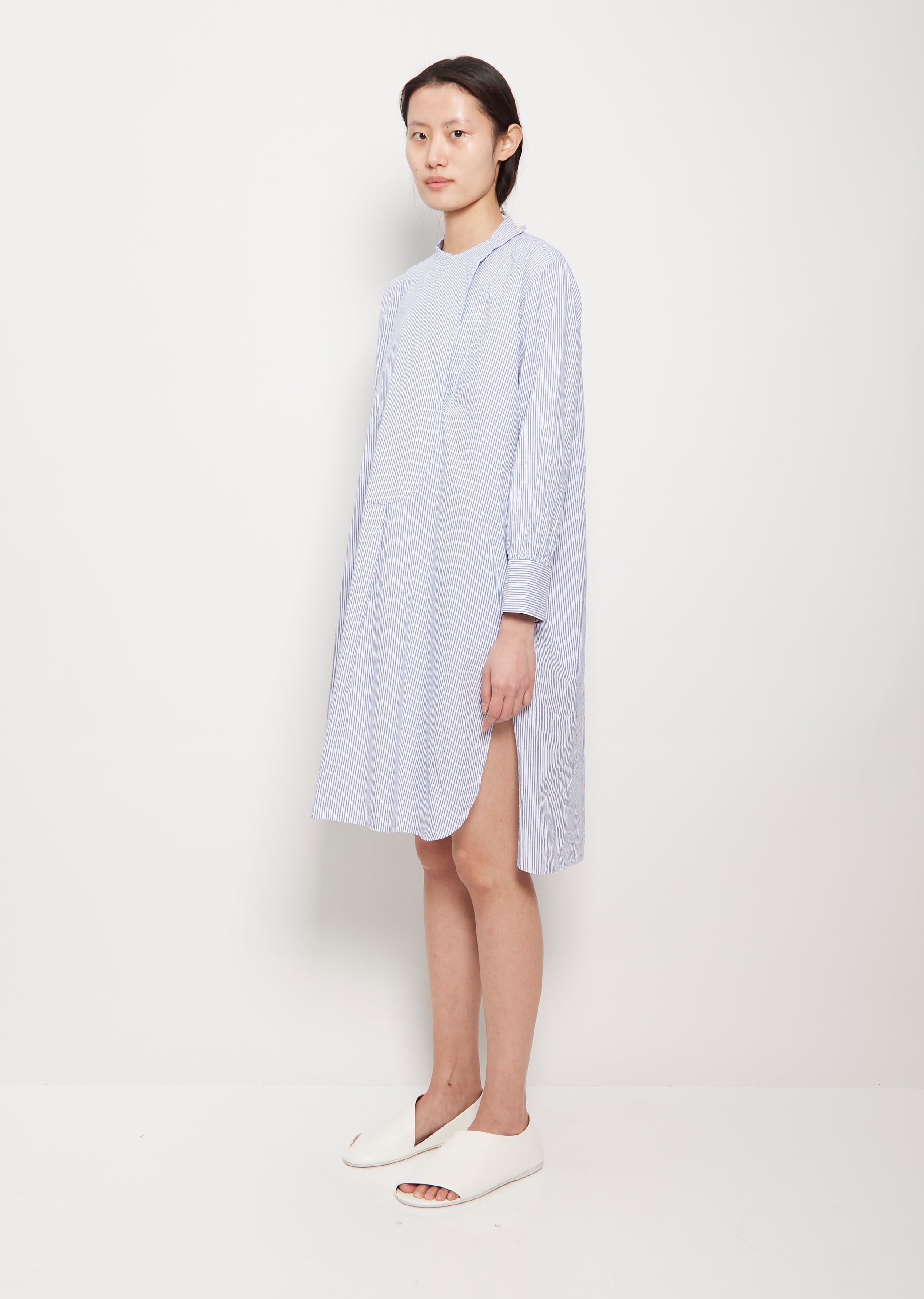 Shelter Organic Cotton Shirt Dress — Blue Stripe – La Garçonne