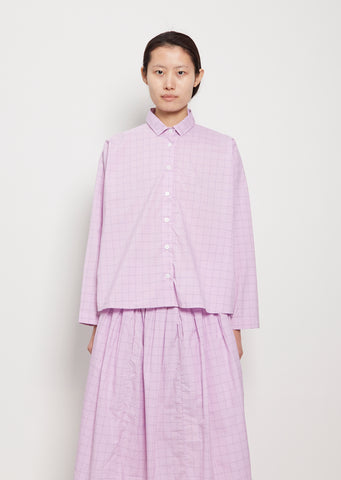 Short Cotton Overshirt — Pink Check