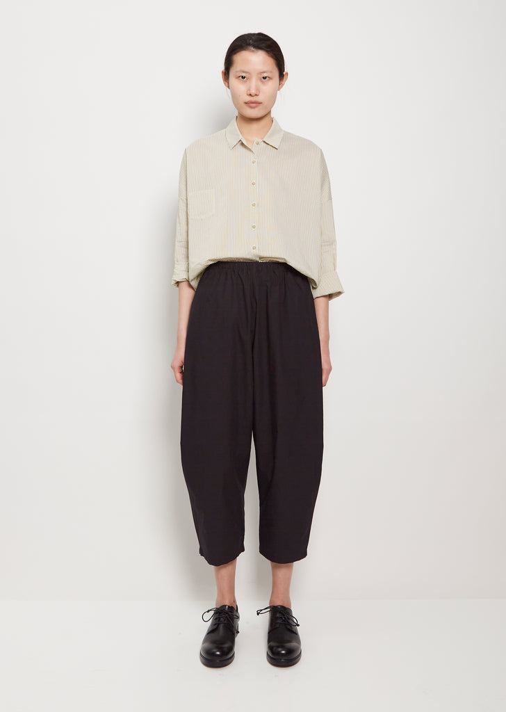 Cropped Cotton Balloon Trousers — Dark