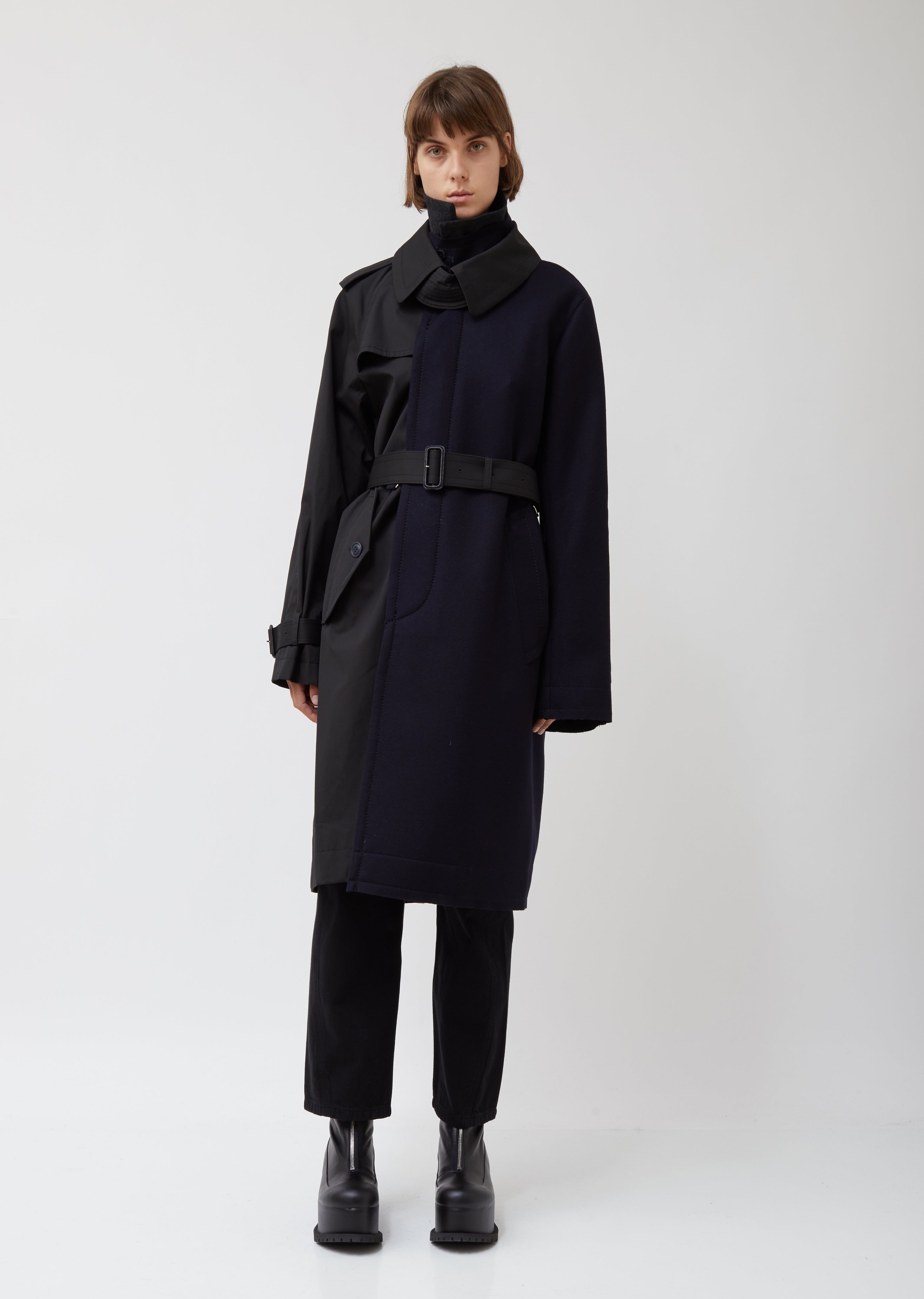 Wool Melton & Cotton Trench Coat – La Garçonne