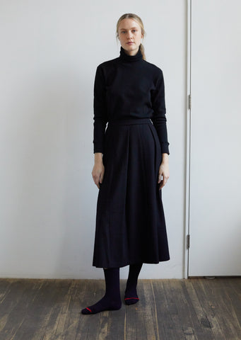 Women Compressed Wool Houndstooth Split Long Skirt