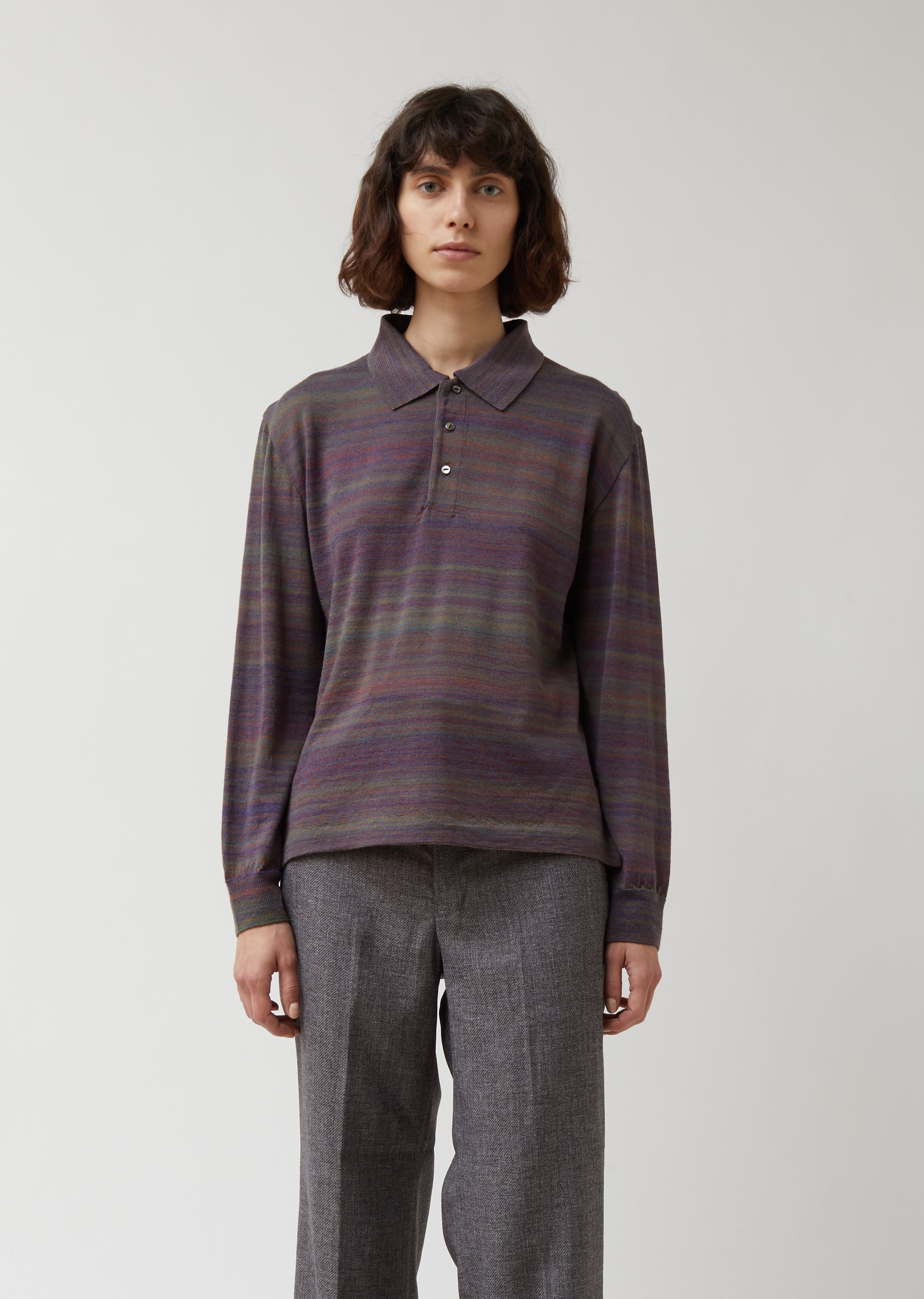 Splashed Pattern Polo Sweater – La Garçonne