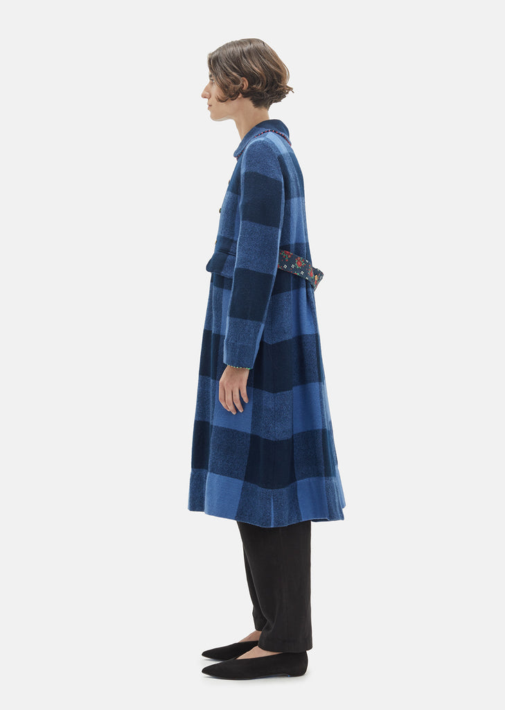 Handwoven Checkered Wool Coat