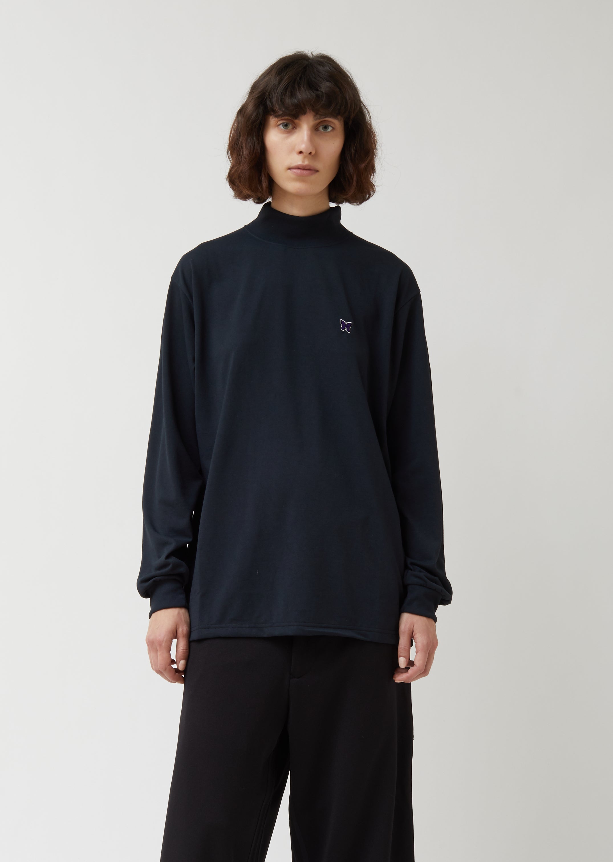 Synthetic Jersey Mock Neck Tee – La Garçonne