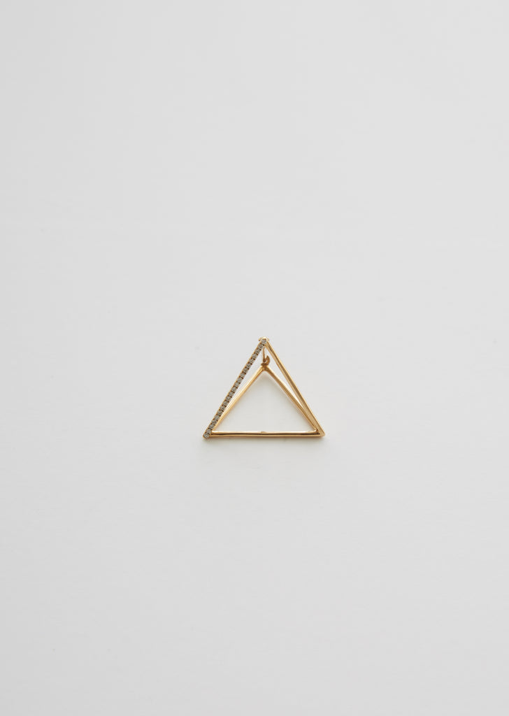 Medium 3D Triangle Earring with Diamonds