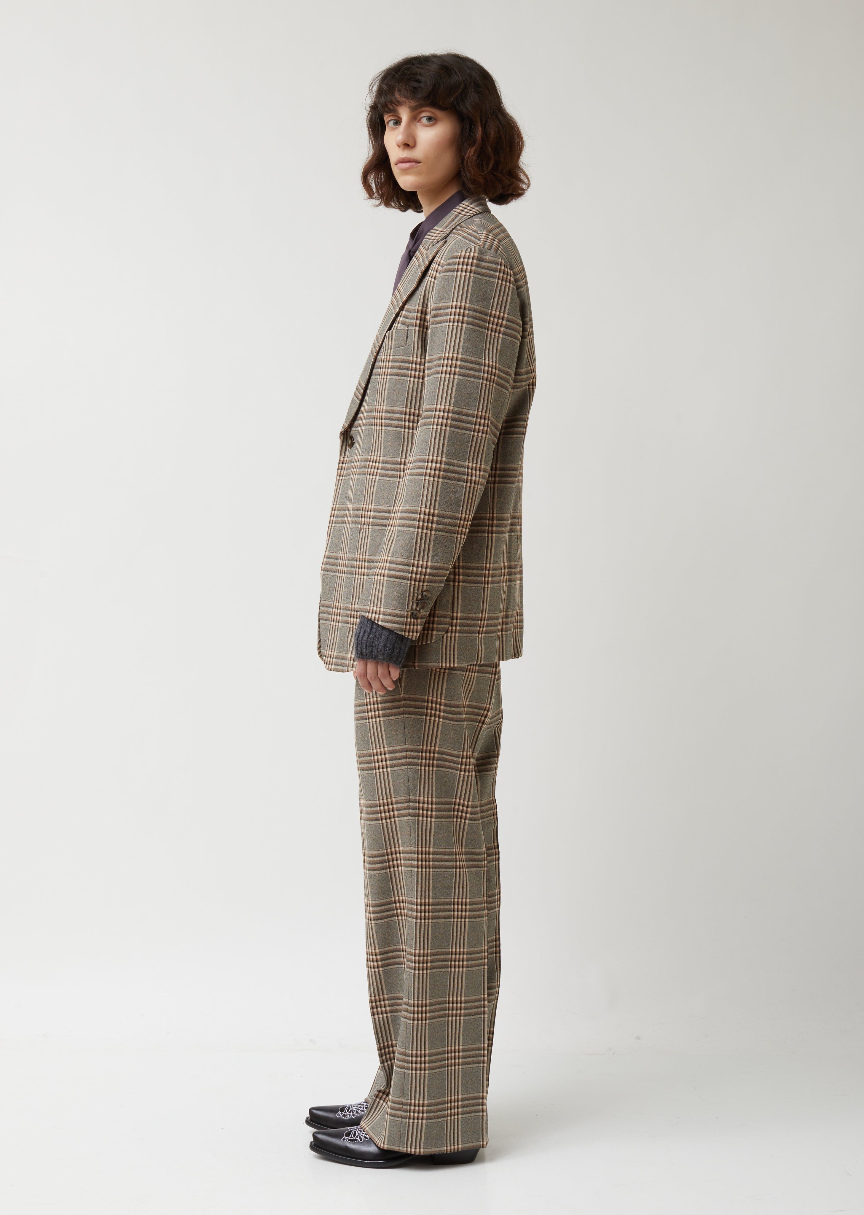 Graph Plaid Twill Peaked Lapel 1B Jacket – La Garçonne