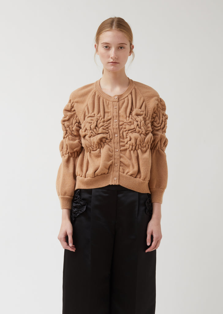 Ruched Flower Knitted Cardigan