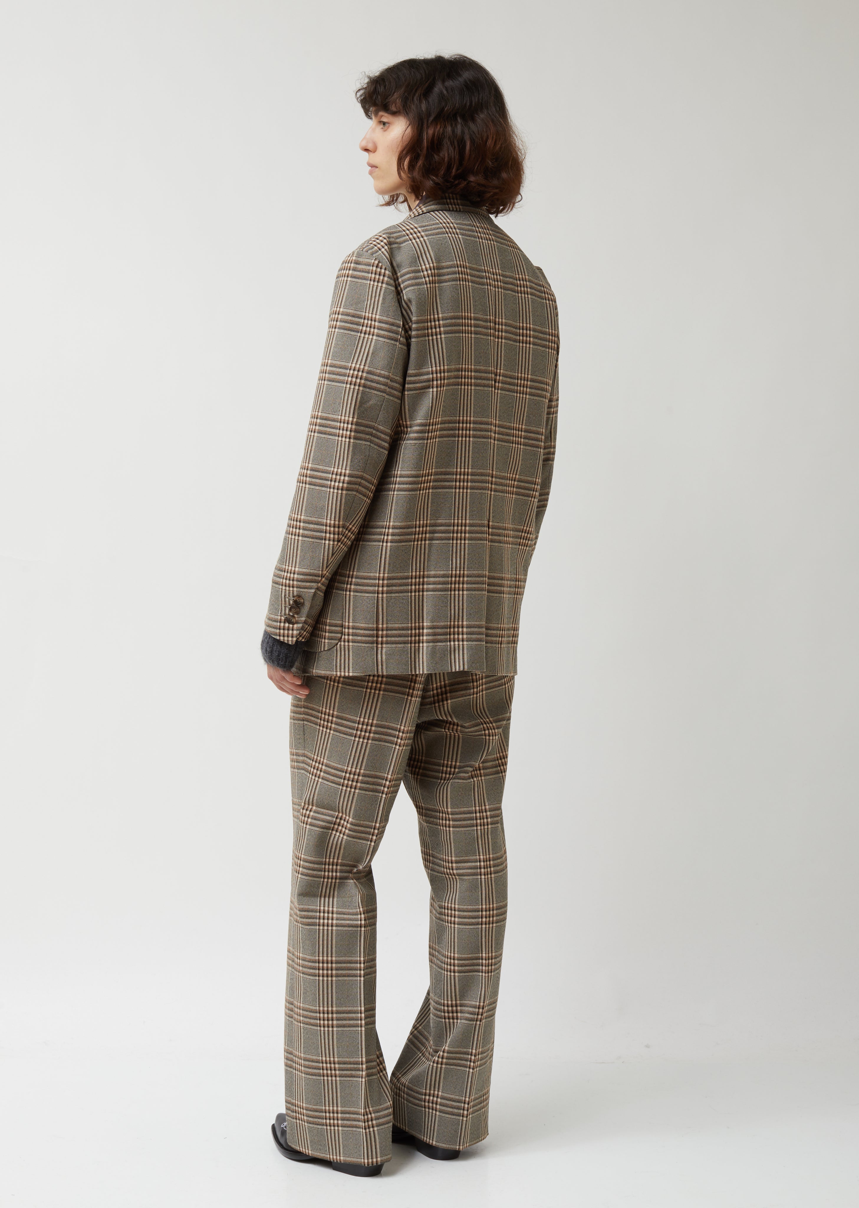 Graph Plaid Twill Peaked Lapel 1B Jacket – La Garçonne