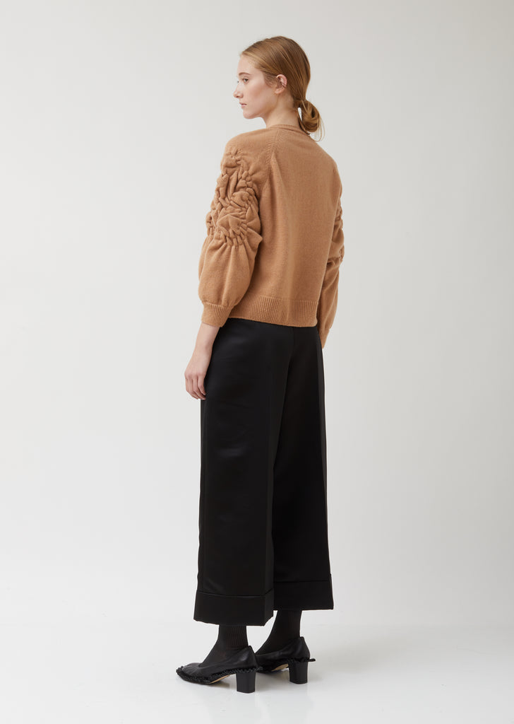 Ruched Flower Knitted Cardigan