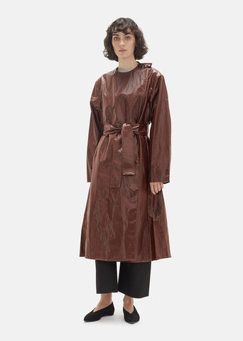 Coated Cotton Asymmetrical Overcoat