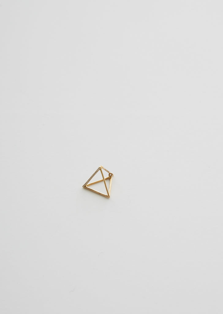 15MM 3D TRIANGLE EARRING WITH DIAMONDS