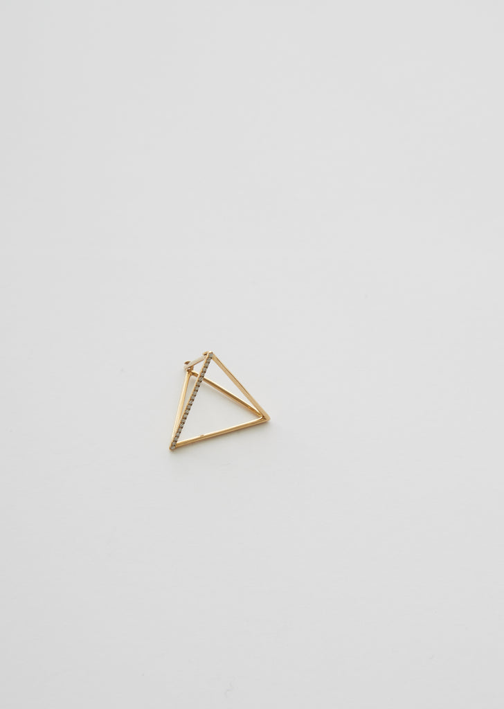 Medium 3D Triangle Earring with Diamonds
