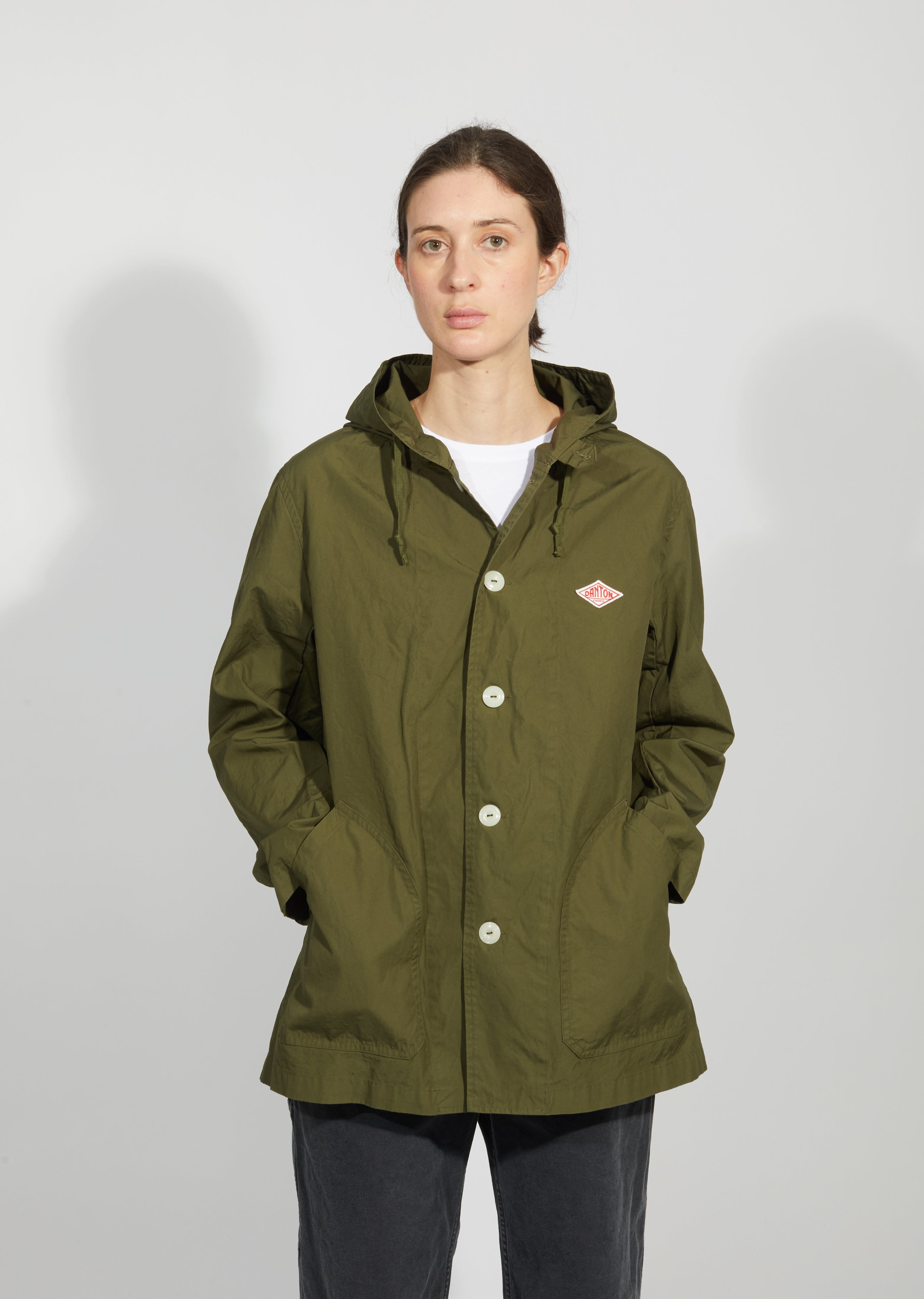 Men's Downproof Jacket with Hood - 38 / Olive