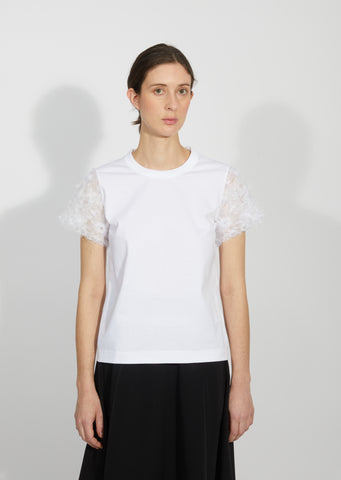 Flower Lace Sleeve T-Shirt