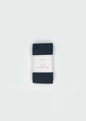Fine Merino Wool Ribbed Tights — Charcoal