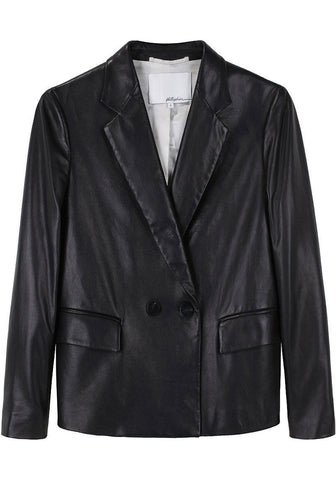 Double Breasted Leather Blazer