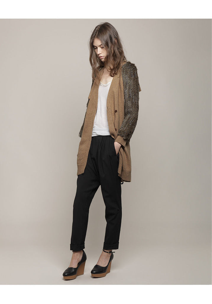 Knit Trench w/ Fur Sleeves