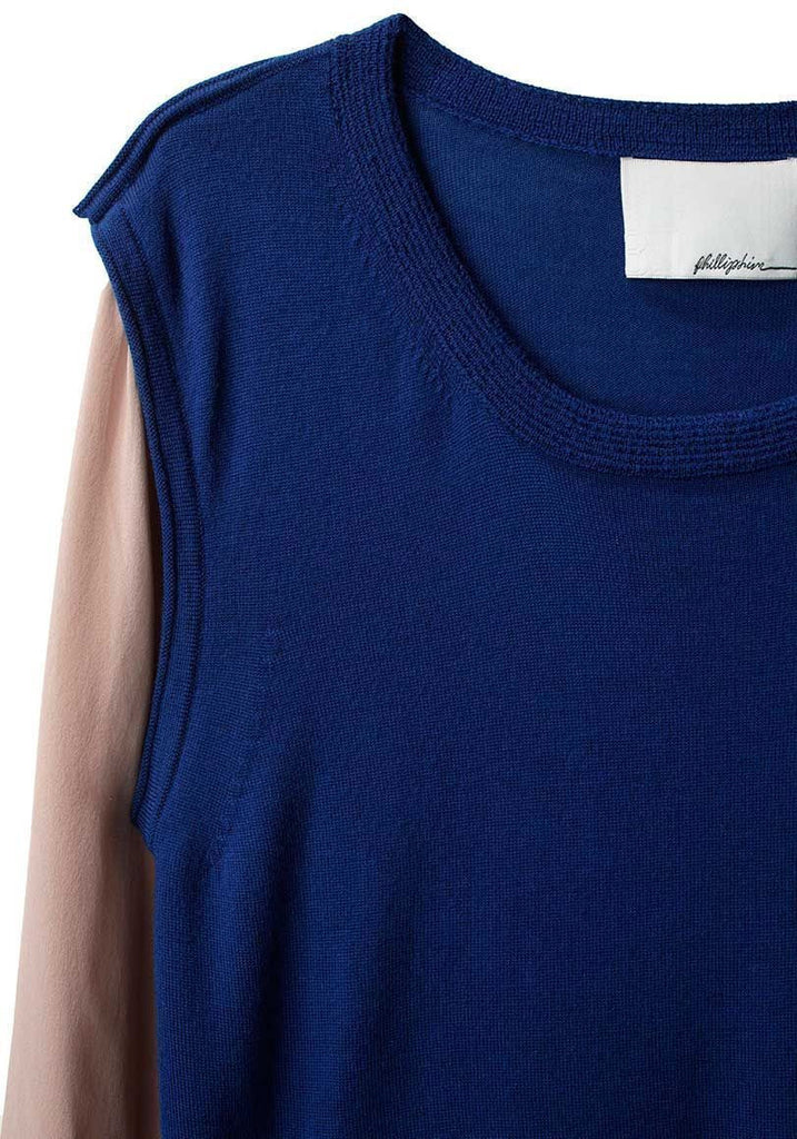 Knit Vest w/ Silk Sleeves