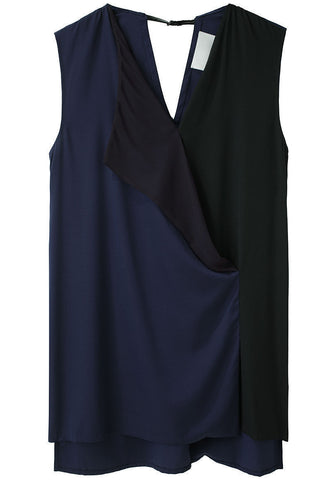 Lapel Sleeveless Blouse