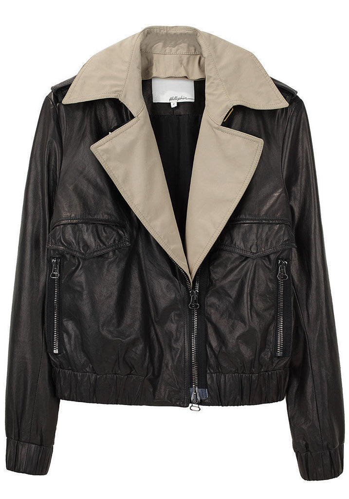 Leather Jacket w/ Trench Collar