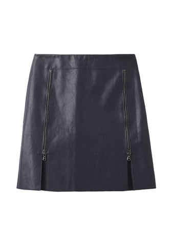 Leather Zip Panel Skirt