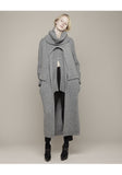 Long Coat Cardigan w/ Attached Scarf