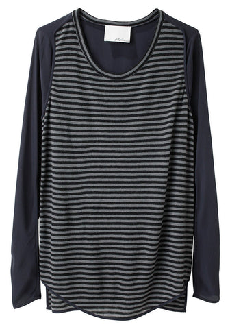 Striped T-Shirt w/ Silk Sleeves