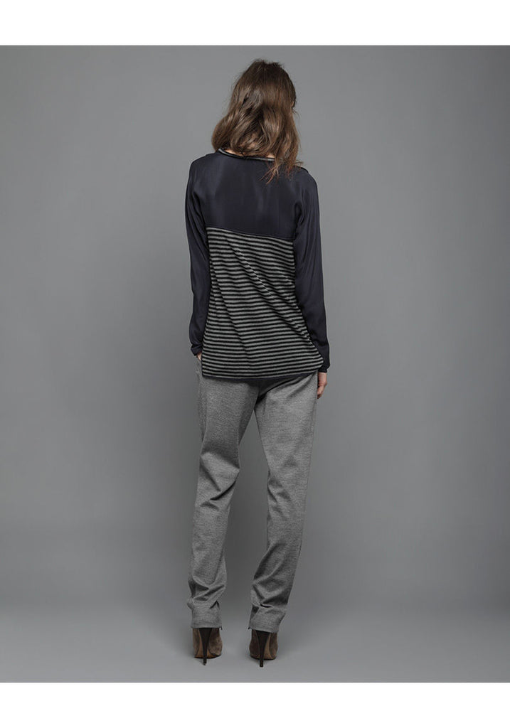 Striped T-Shirt w/ Silk Sleeves