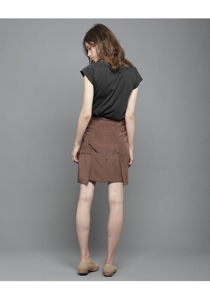 Topstitched Panel Skirt