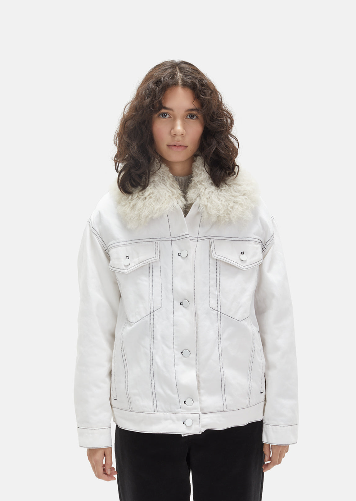 Hfyihgf Winter Womens Faux Fur Collar Sherpa Fleece Lined Distressed Denim  Jacket Tops Plus Size Casual Button Down Outerwear Coat with  Pockets(Blue,3XL) - Walmart.com