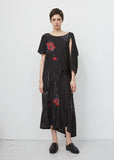 Silk Sash Floral Sketch Dress