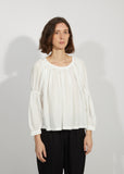 Garment Treated Cinched Loose Blouse