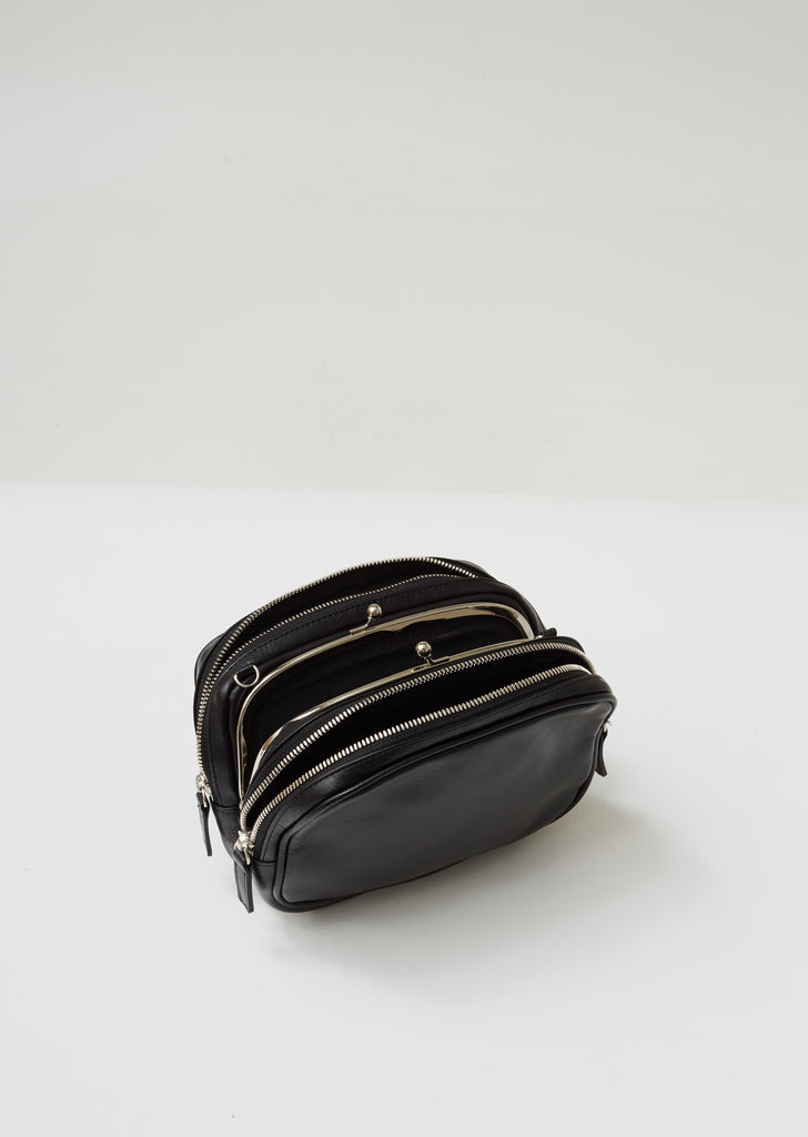 Leather Clasp Pouch Shoulder Bag