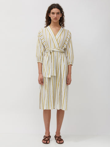 Striped Cotton & Linen Voile Dress