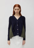 Cotton Knit & Pleated Back Cardigan