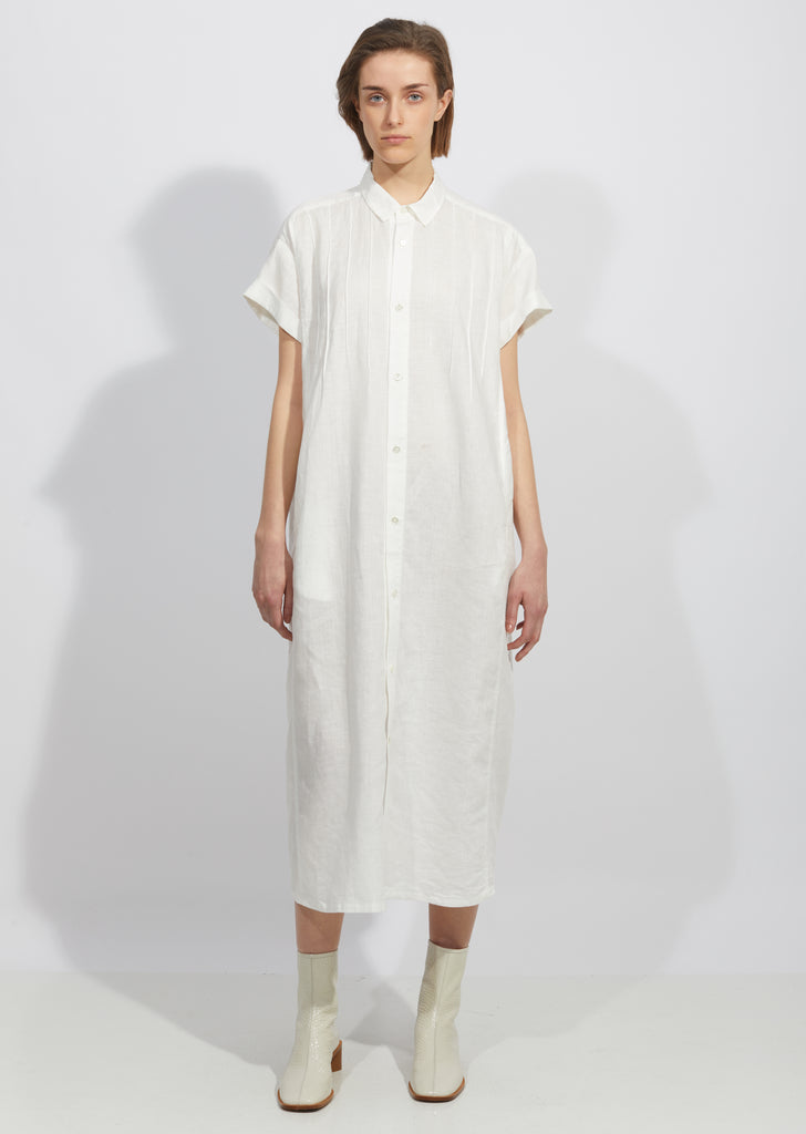Linen Tuck Shirt Dress