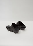 Leather Square Toe Wedge Mules