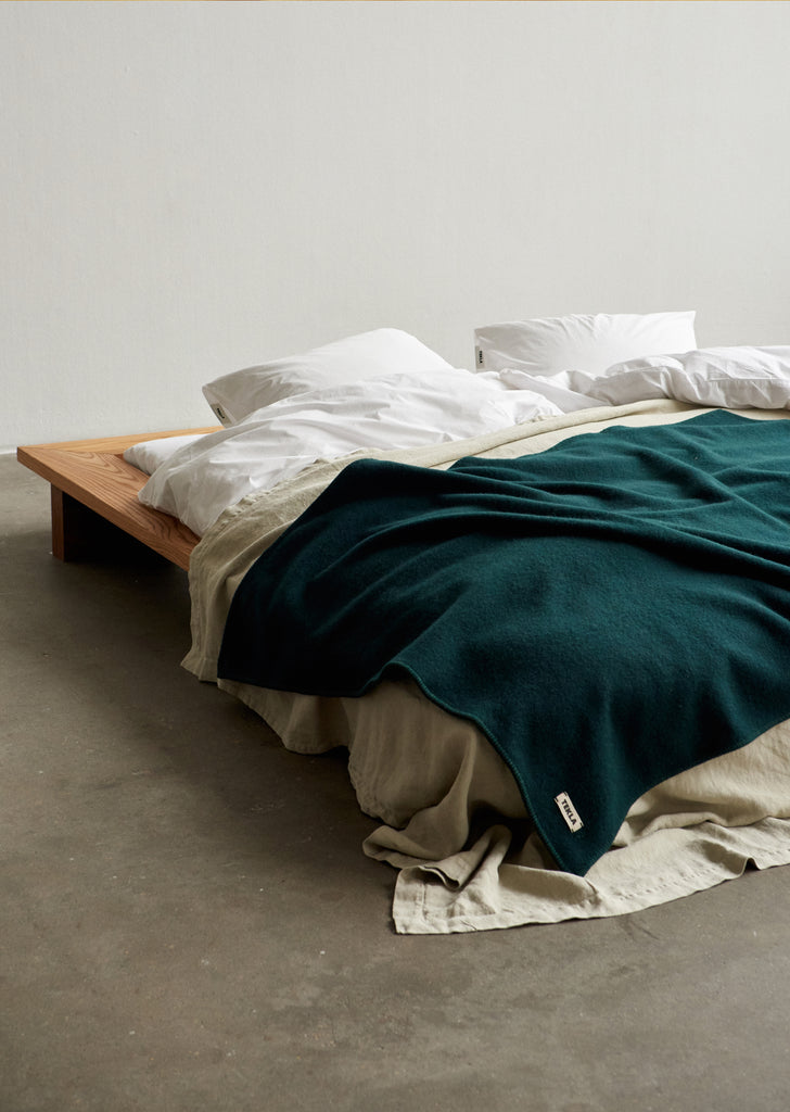 Pure New Wool Solid Blanket — Dark Green